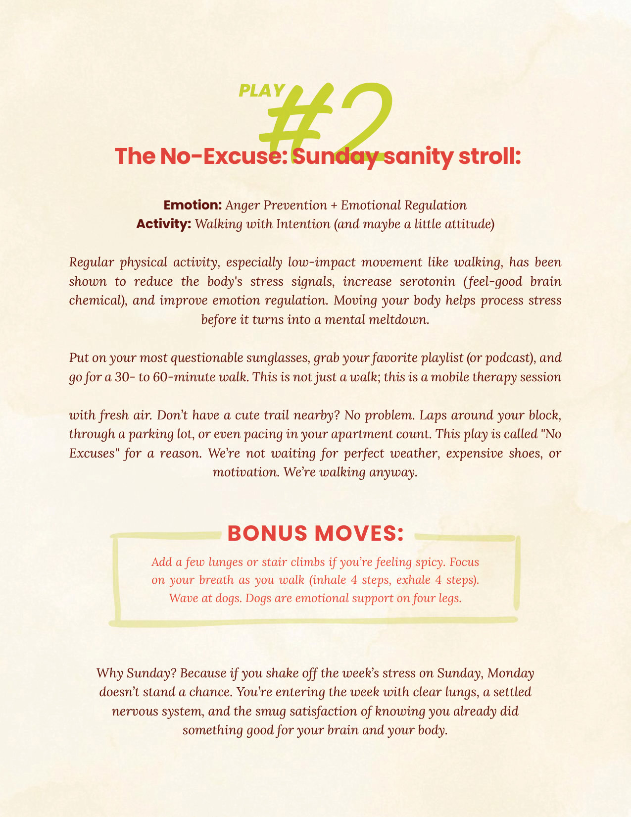 Angry chapter sample play: Sunday Sanity Stroll (Play 2)